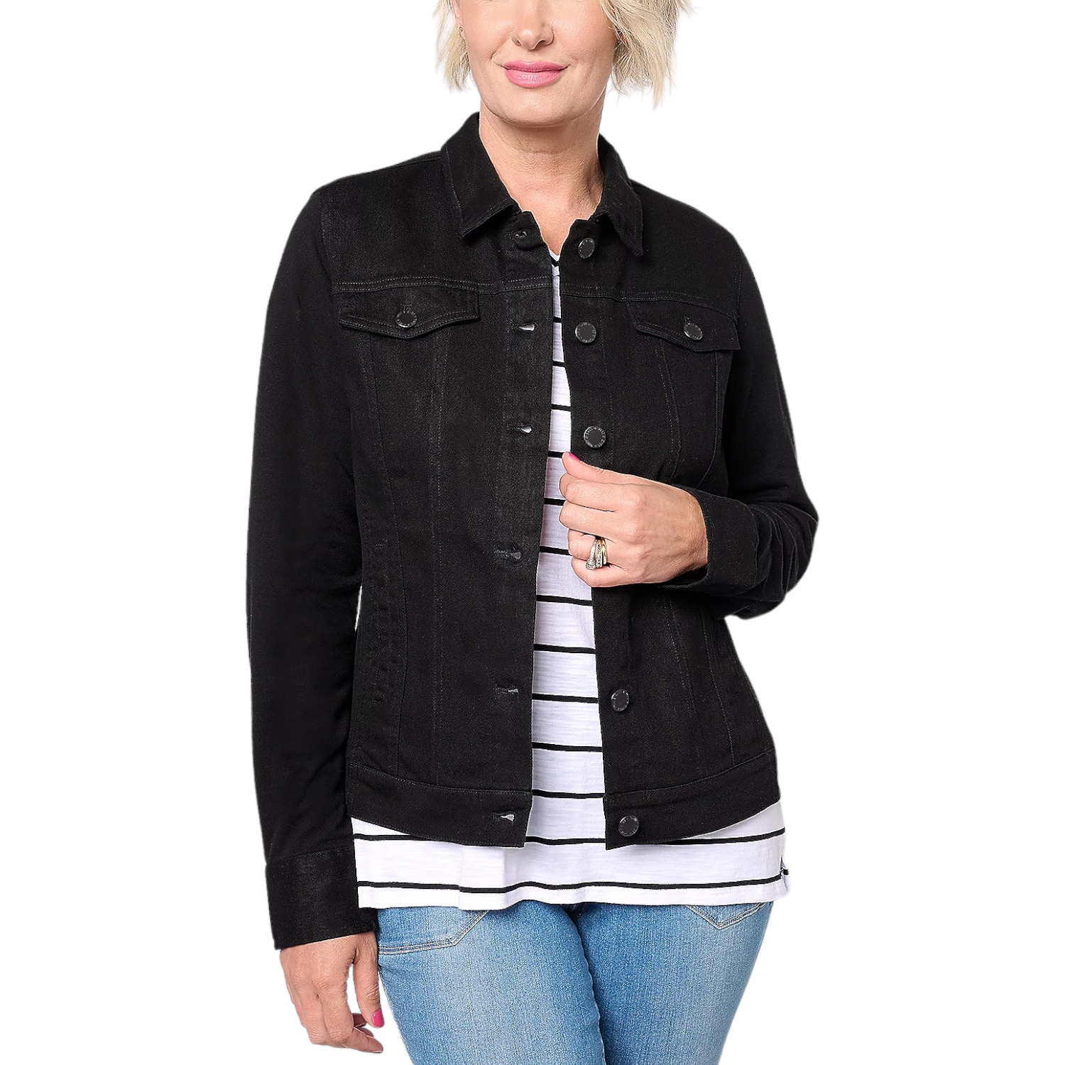 Belle By Kim Gravel Women's Twill Jacket W/ Back & Slv Black - Regular